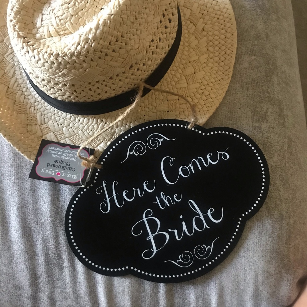 Here comes the bride chalkboard plaque